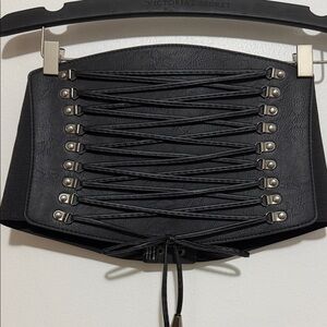Mendocino Black Lace-Up Corset Belt
